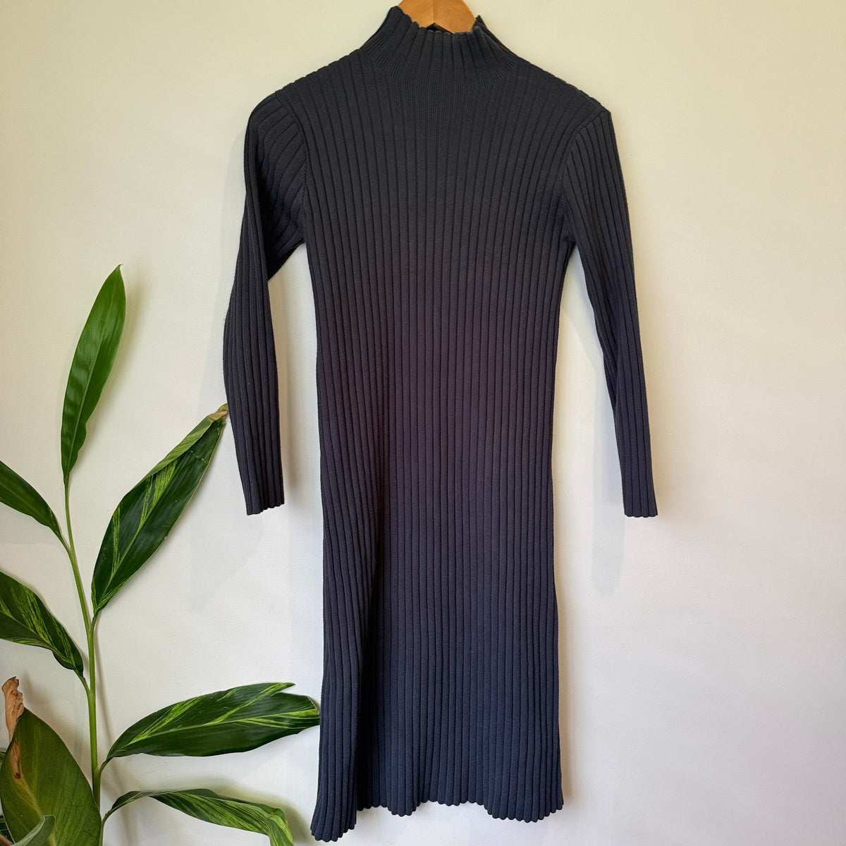 Ribbed Knit High Neck Midi Dress | U/Arm to U/Arm 40cm