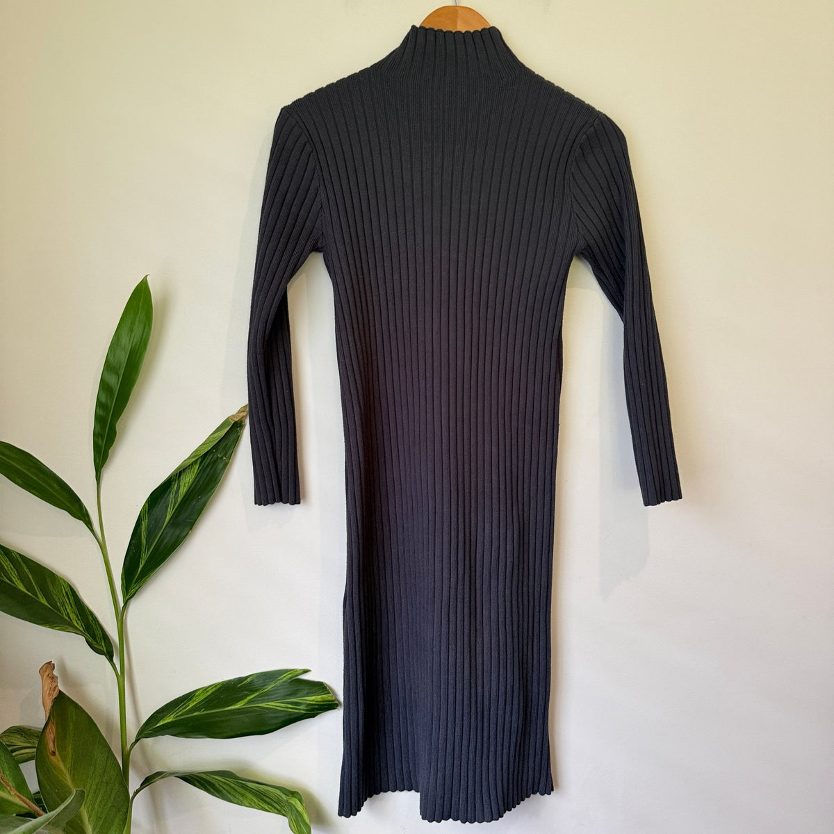 Ribbed Knit High Neck Midi Dress | U/Arm to U/Arm 40cm