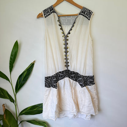Embroidered Panel Sleeveless Boho Dress | U/Arm to U/Arm 50cm