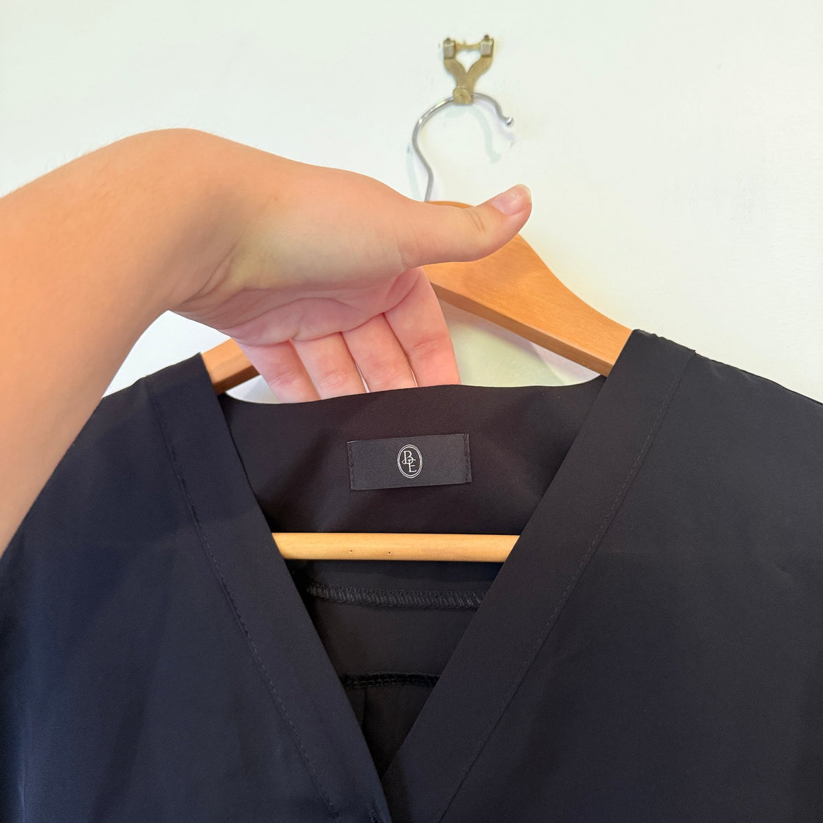 Black Button Front Short Sleeve Blouse | U/Arm to U/Arm 49cm