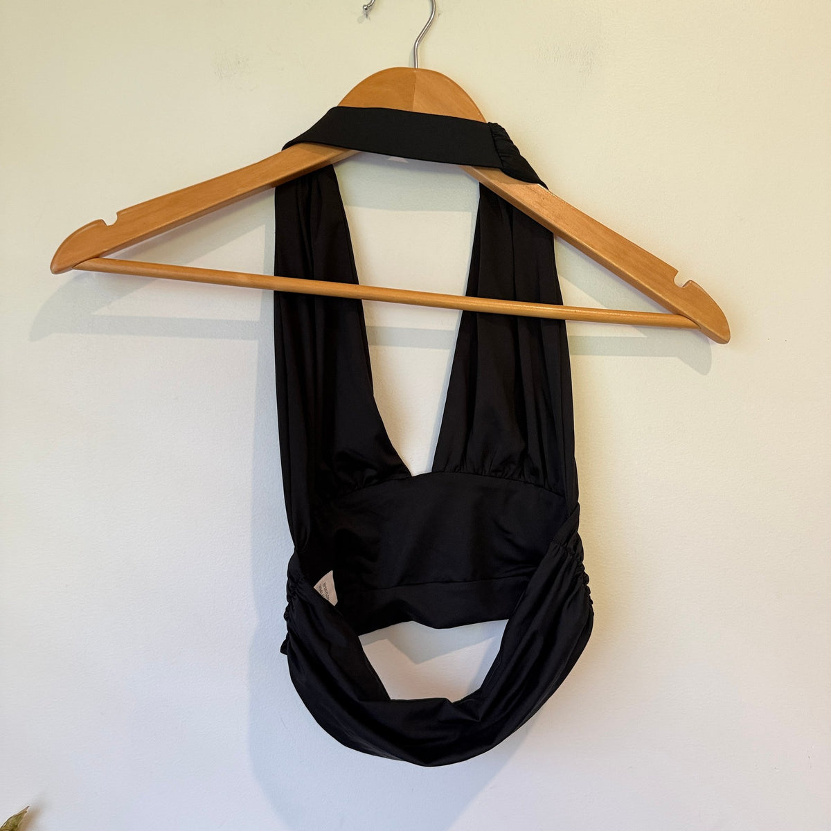 Princess Polly Black Plunge Halter Wrap Top Size 6