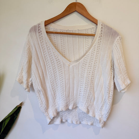 Brand Unknown Open-knit Cropped Sweater Size U/Arm to U/Arm 49cm
