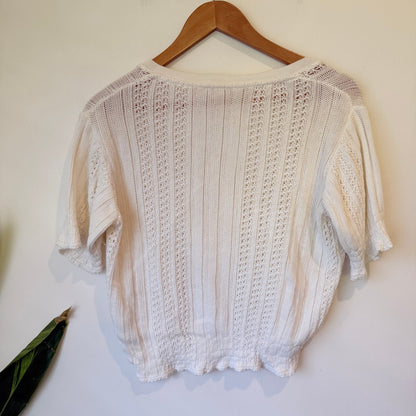Brand Unknown Open-knit Cropped Sweater Size U/Arm to U/Arm 49cm
