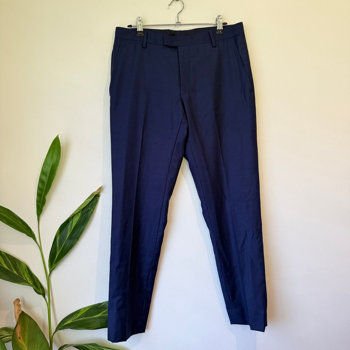 Navy Wool Blend Suit Trousers Size 80