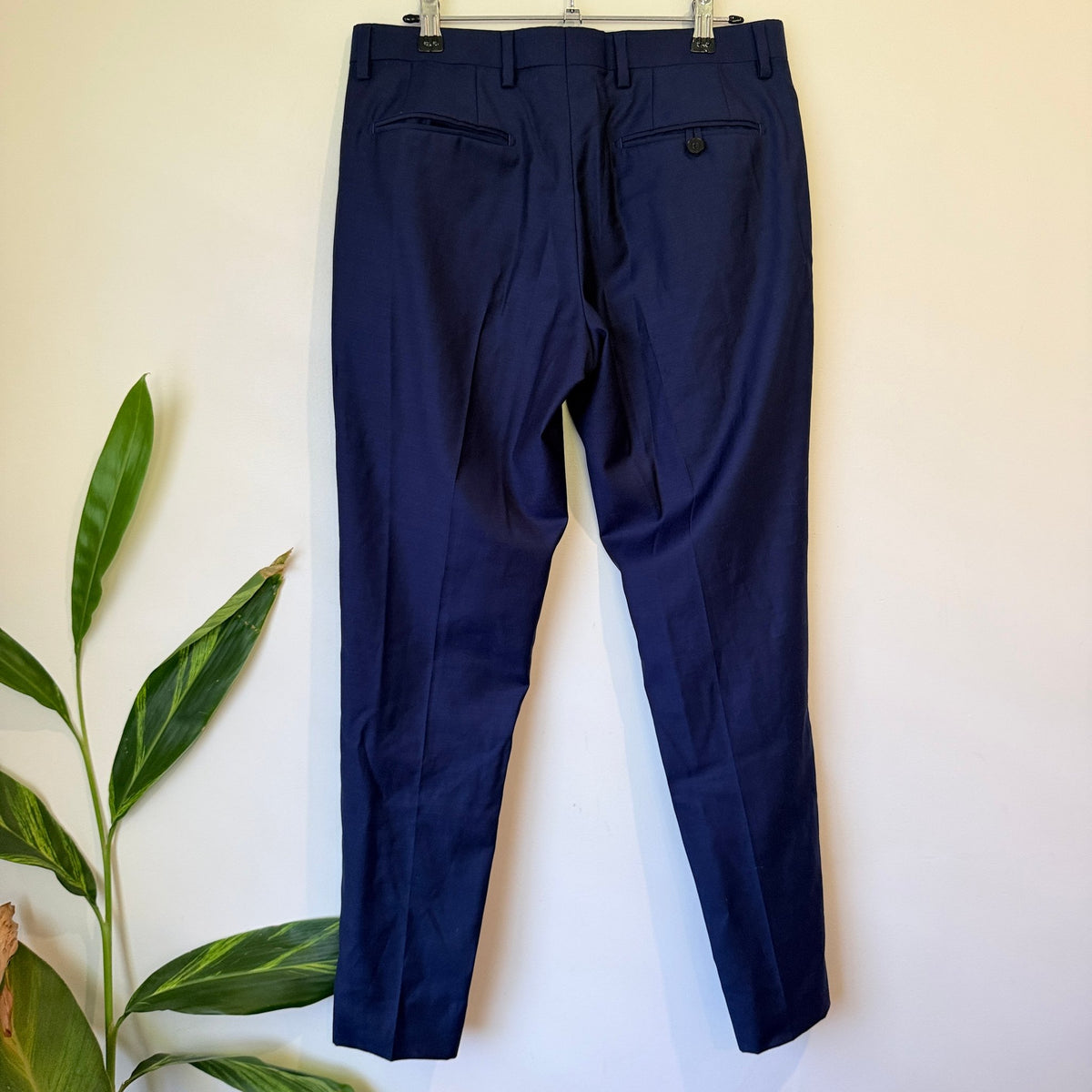 Navy Wool Blend Suit Trousers Size 80