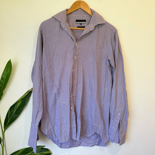 Austin Reed Purple Houndstooth Cotton Dress Shirt Size 15.5R