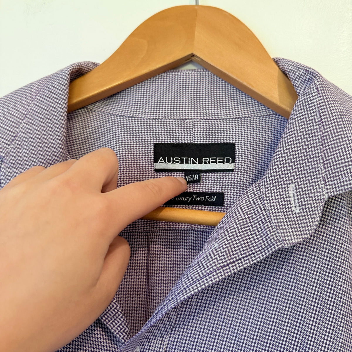 Austin Reed Purple Houndstooth Cotton Dress Shirt Size 15.5R