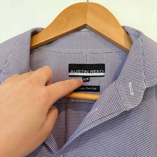 Austin Reed Purple Houndstooth Cotton Dress Shirt Size 15.5R