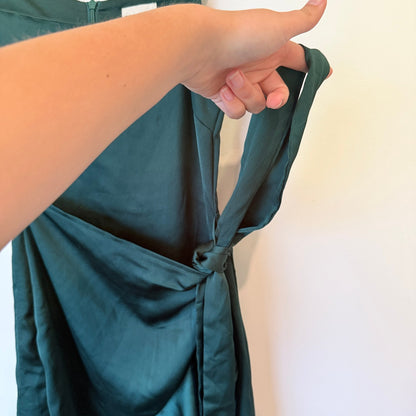 My Girl Emerald Green Satin Wrap Mini Dress