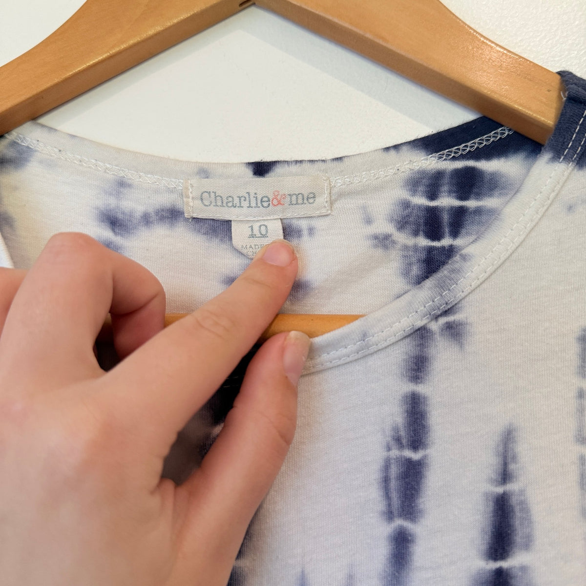 Charlie & Me Navy & White Tie-Dye Tee Size 10