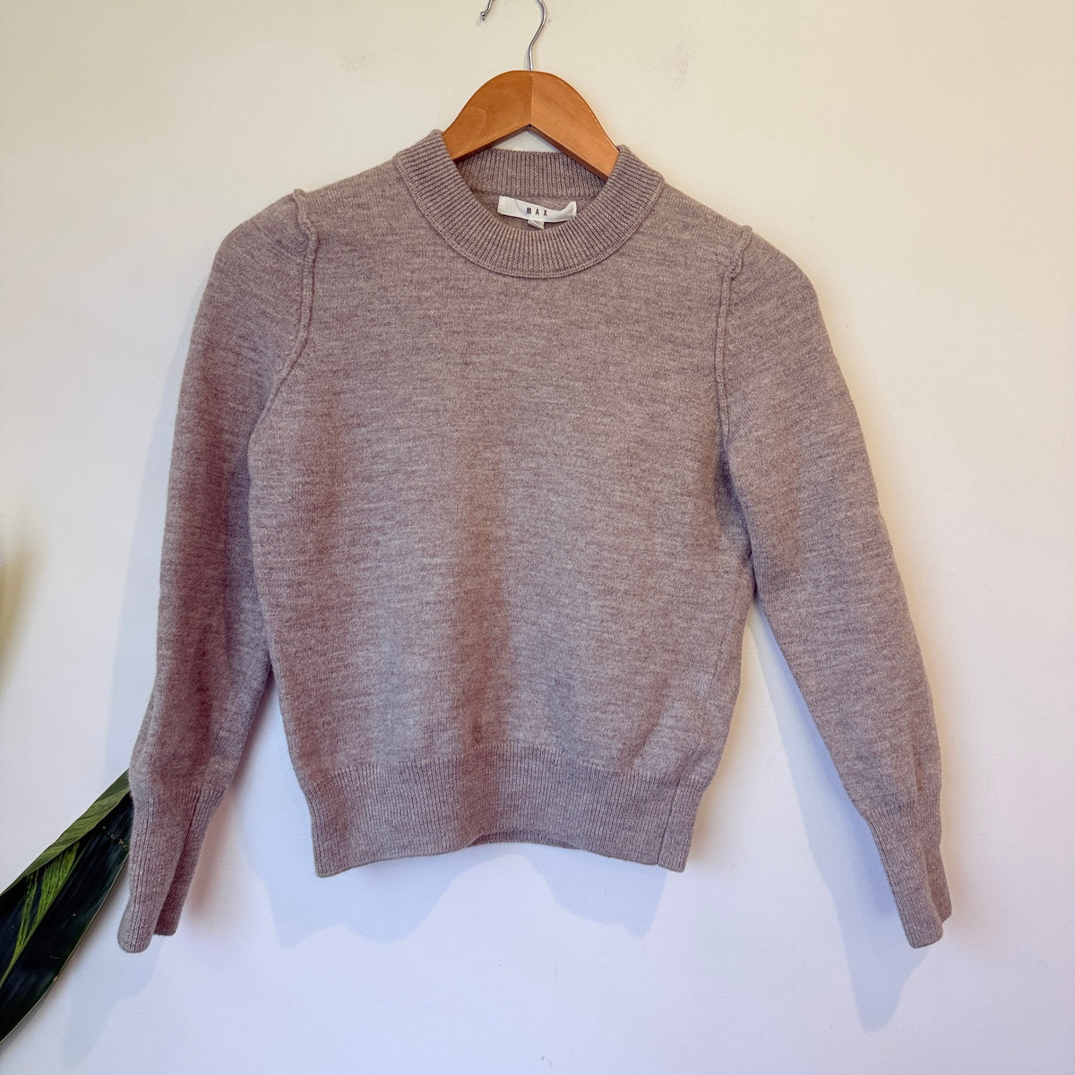 Max Grey Merino Wool Crew Neck Jumper Size XS