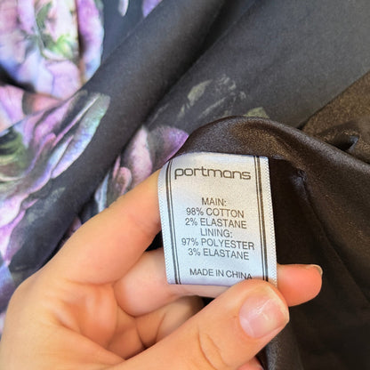 Portmans Navy Pink Floral Sleeveless Dress Size 8