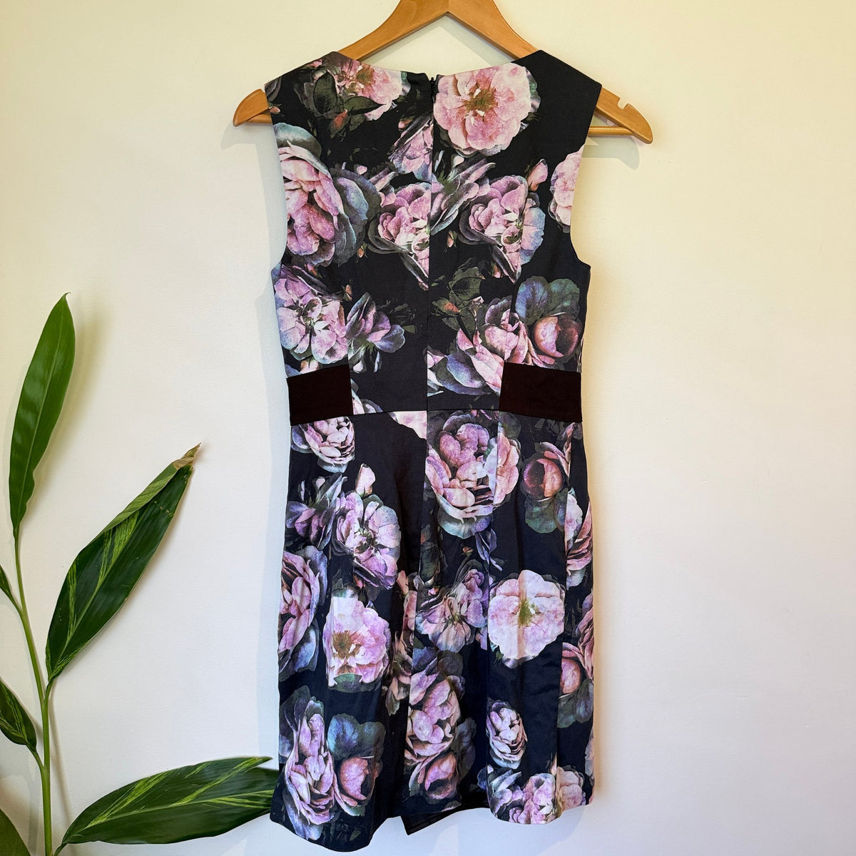 Portmans Navy Pink Floral Sleeveless Dress Size 8