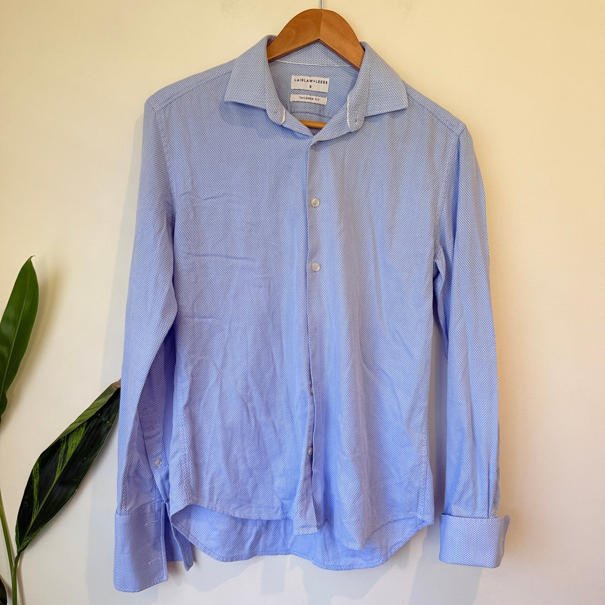 Laidlaw + Leeds Blue Textured Tailored Fit Shirt Size S