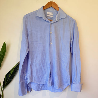 Laidlaw + Leeds Blue Textured Tailored Fit Shirt Size S
