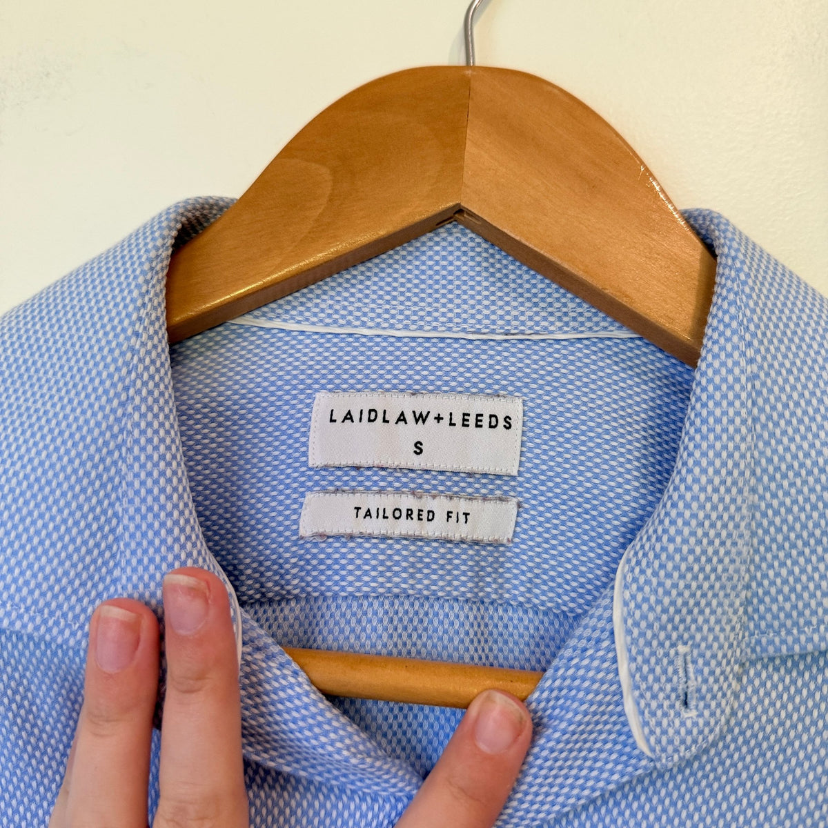 Laidlaw + Leeds Blue Textured Tailored Fit Shirt Size S