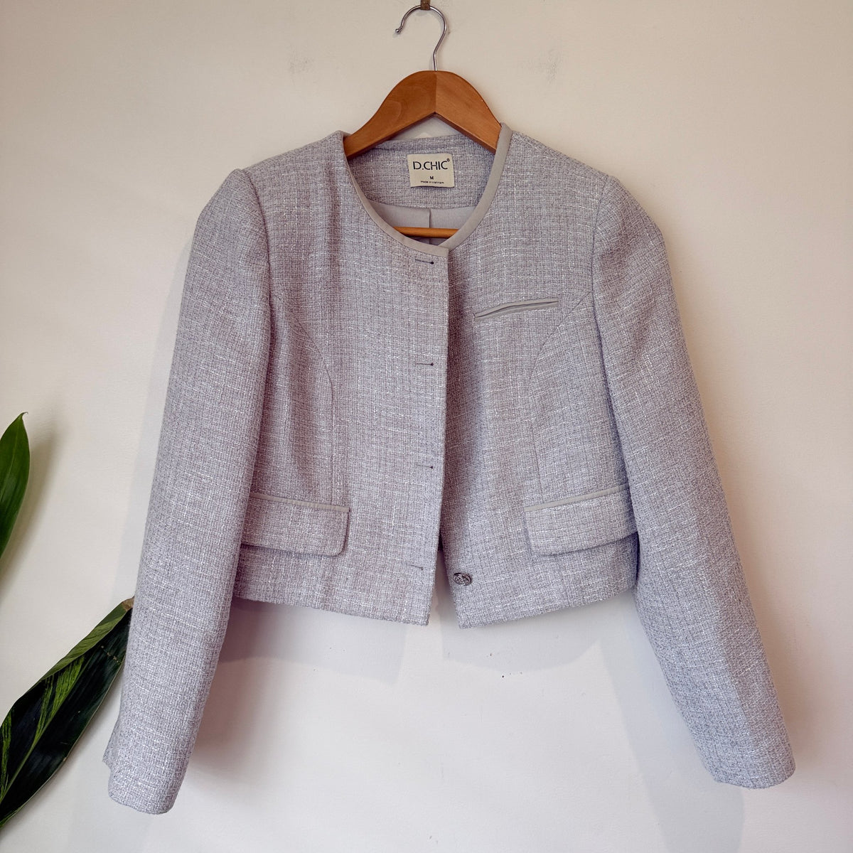 D.chic Cropped Tweed Jacket Size M | U/Arm to U/Arm 49cm