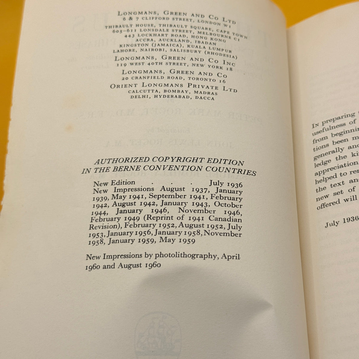 Roget's Thesaurus of English Words and Phrases – Longmans Hardback, 1960 Impression