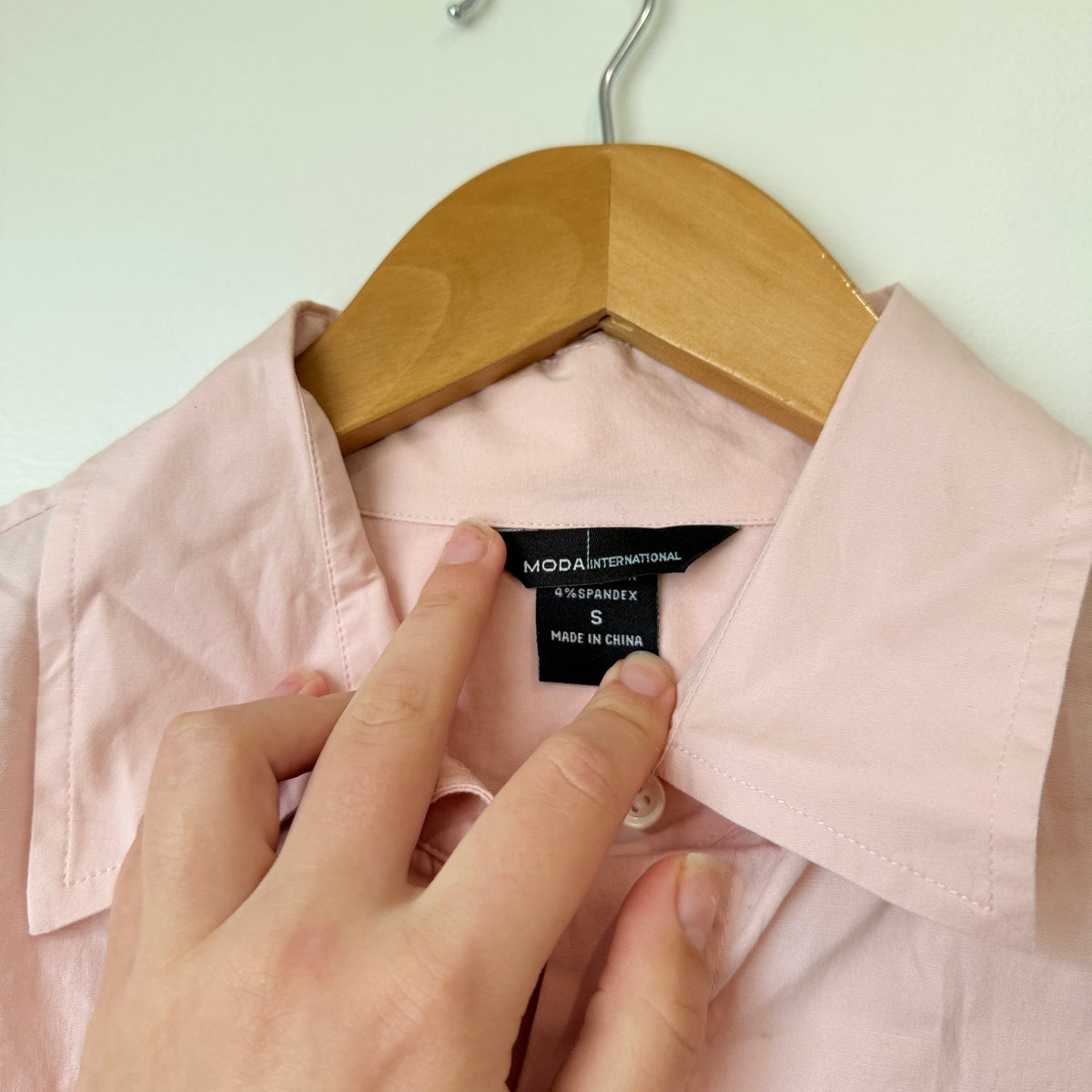 Moda International Pink Cotton Long Sleeve Shirt Size S