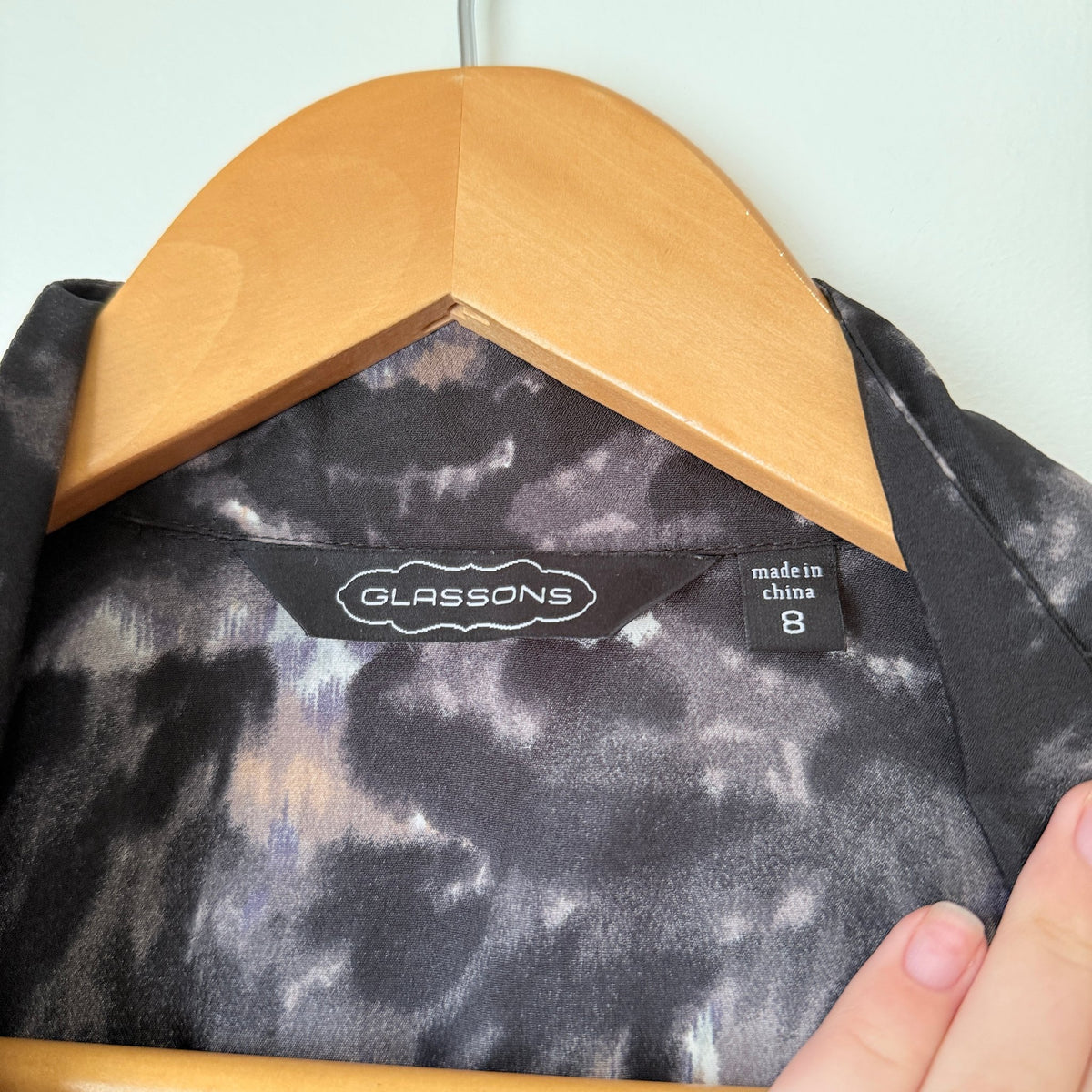 Glassons Black & Grey Print Drape Front Jacket Size 8