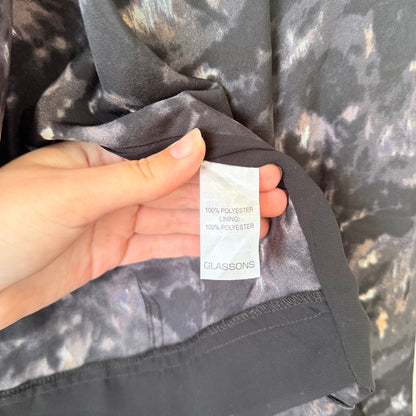 Glassons Black & Grey Print Drape Front Jacket Size 8