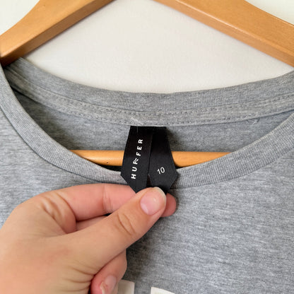 Huffer Grey Marle Logo Print T-Shirt Size 10