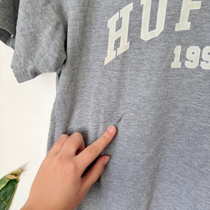 Huffer Grey Marle Logo Print T-Shirt Size 10