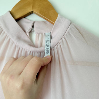 Forever New Pale Pink High Neck Long Sleeve Blouse Size XS