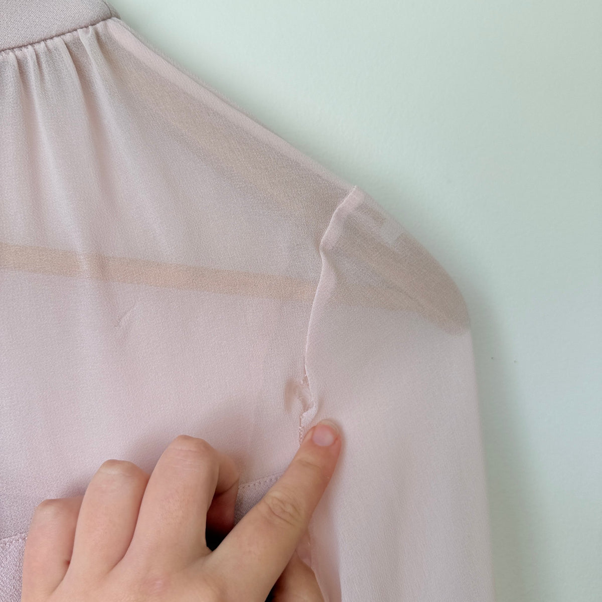 Forever New Pale Pink High Neck Long Sleeve Blouse Size XS