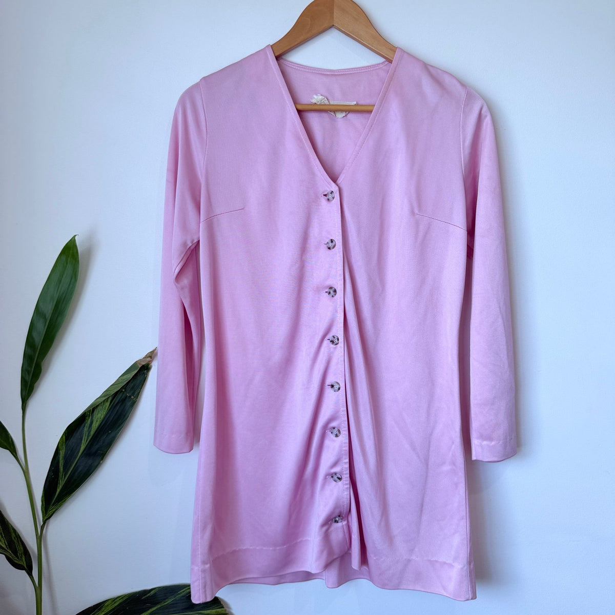 Vintage P.G. Howard Pink Button Front Long Sleeve Tunic - 49cm u/arm