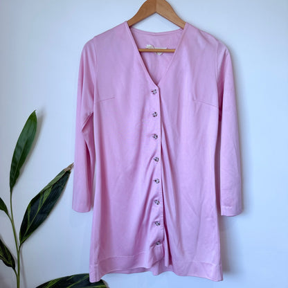 Vintage P.G. Howard Pink Button Front Long Sleeve Tunic - 49cm u/arm
