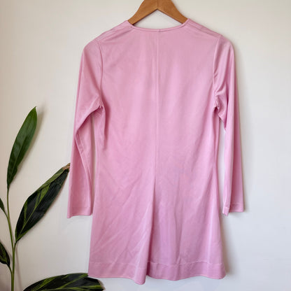 Vintage P.G. Howard Pink Button Front Long Sleeve Tunic - 49cm u/arm