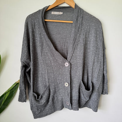 Sills Grey Spot Merino Cardigan Size S