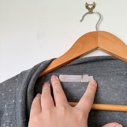 Sills Grey Spot Merino Cardigan Size S