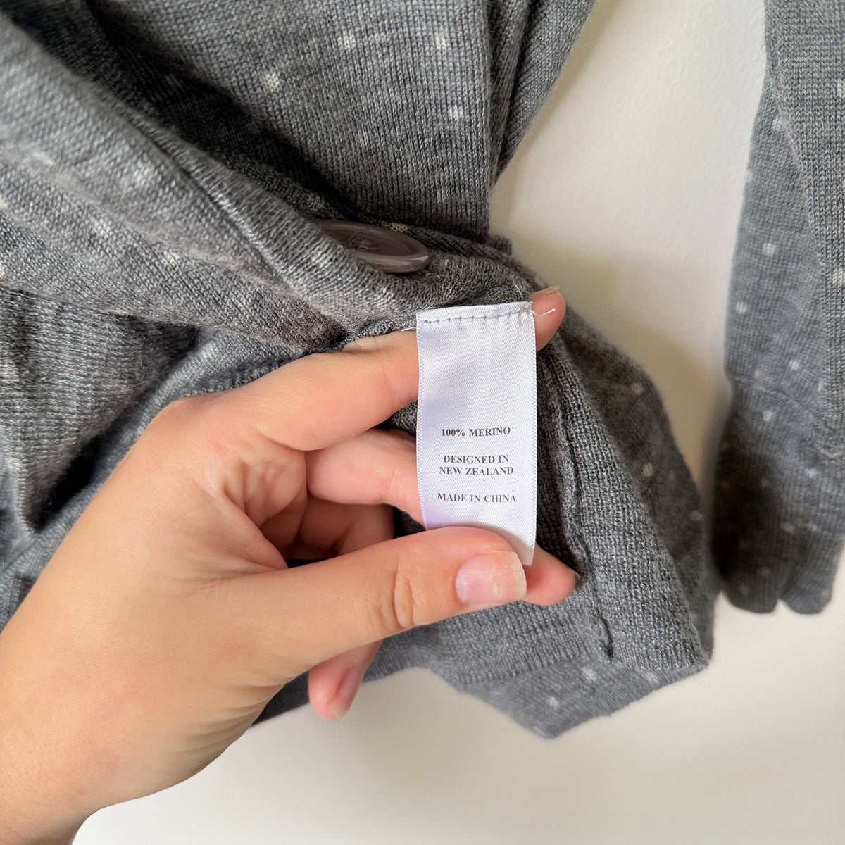 Sills Grey Spot Merino Cardigan Size S