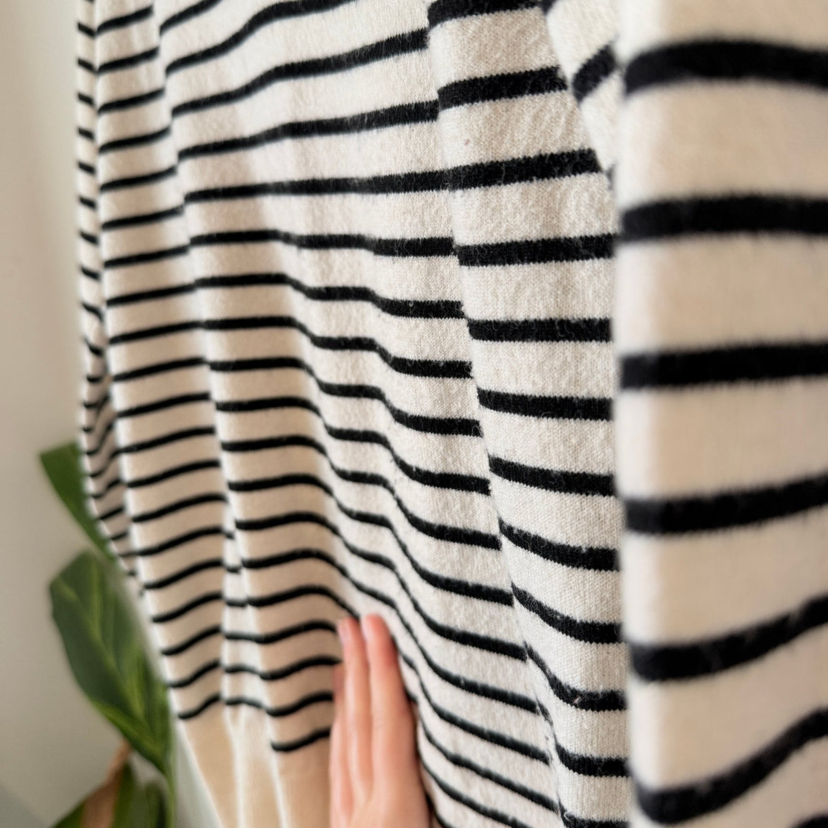 Cream & Black Stripe Collared Knit Jumper- 50cm u/arm