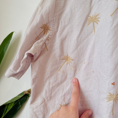 Huffer Palm Print Linen Blend Resort Shirt Size M