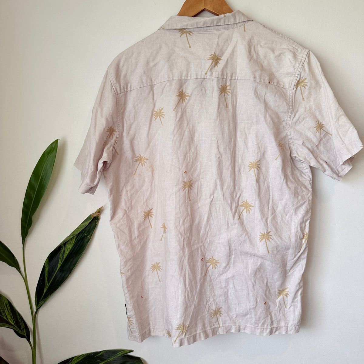 Huffer Palm Print Linen Blend Resort Shirt Size M