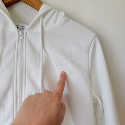 White Cropped Zip Up Hoodie Size S