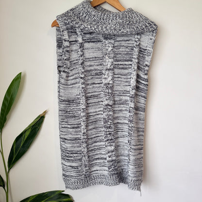 Meiling Grey Marl Cowl Neck Sleeveless Knit Tunic Size L/XL