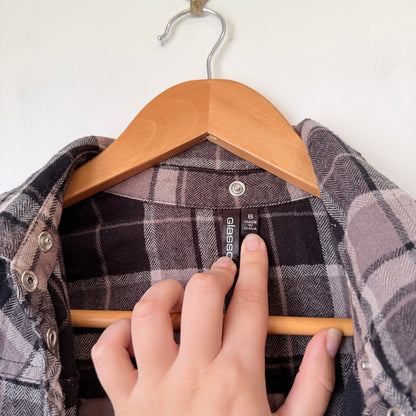 Glassons Black & Grey Plaid Flannel Shirt Size 8