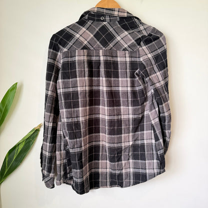 Glassons Black & Grey Plaid Flannel Shirt Size 8