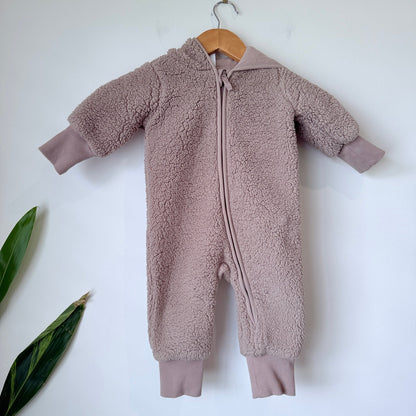 Anko Baby Teddy Fleece Hooded Bear Ear Onesie Size 0