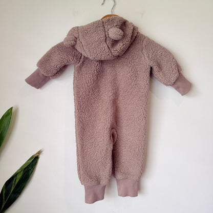 Anko Baby Teddy Fleece Hooded Bear Ear Onesie Size 0