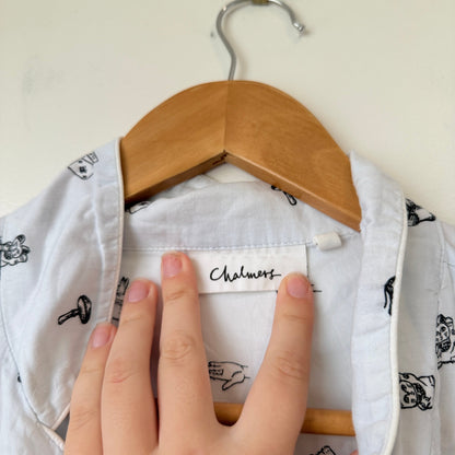 Chalmers White Novelty Print Pyjama Shirt Size 14 / XL