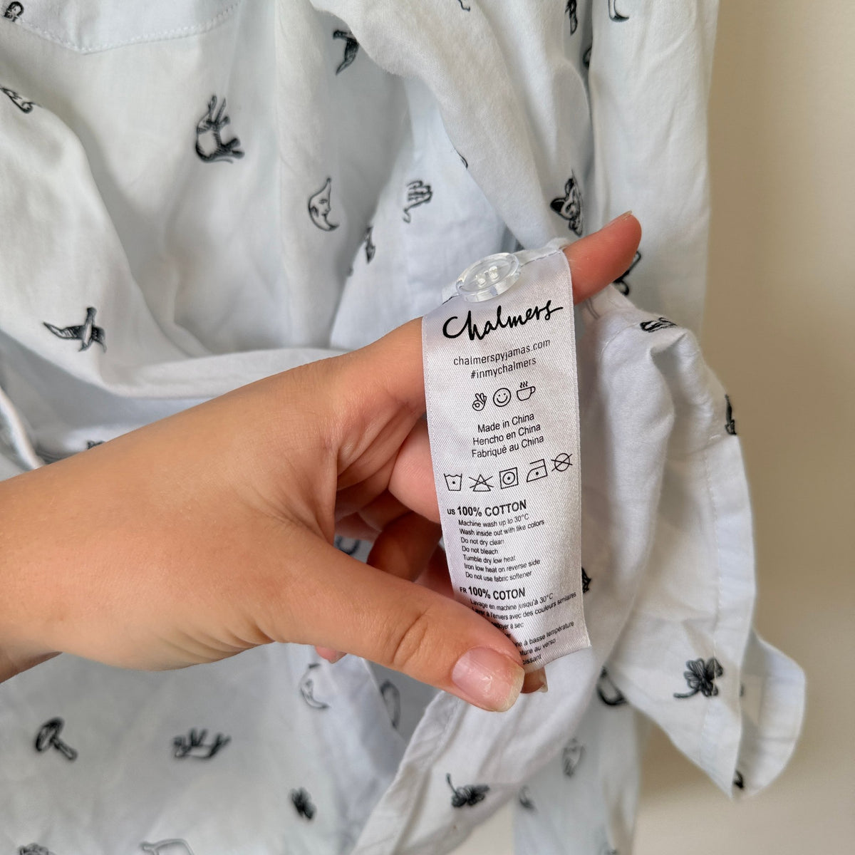 Chalmers White Novelty Print Pyjama Shirt Size 14 / XL