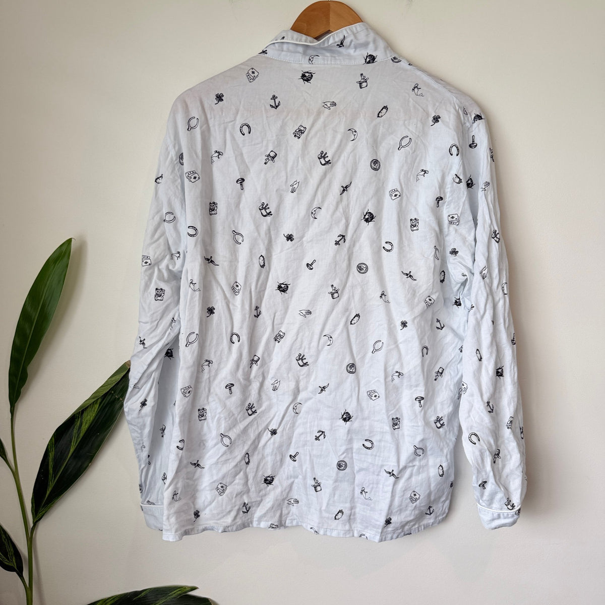 Chalmers White Novelty Print Pyjama Shirt Size 14 / XL
