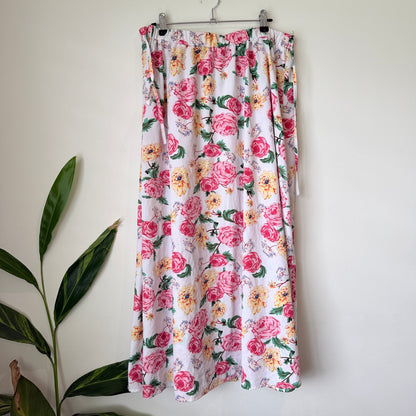 SHEIN Curve Pink Floral Wrap Maxi Skirt Size 3XL