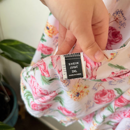 SHEIN Curve Pink Floral Wrap Maxi Skirt Size 3XL