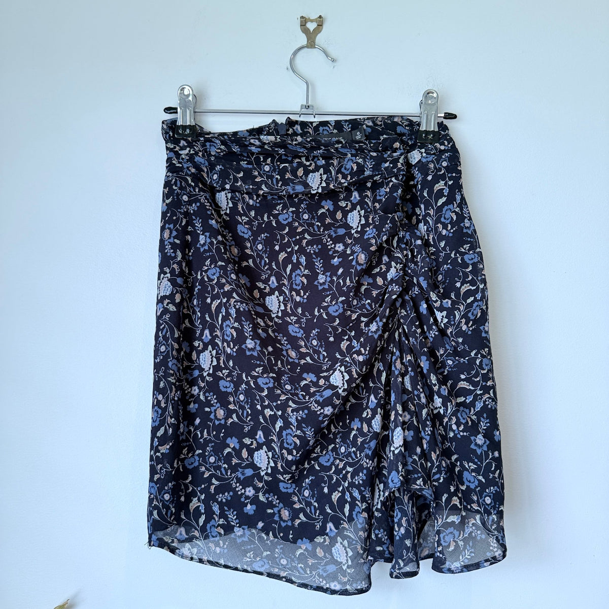 Glassons Navy Floral Ruched Mini Skirt Size 6